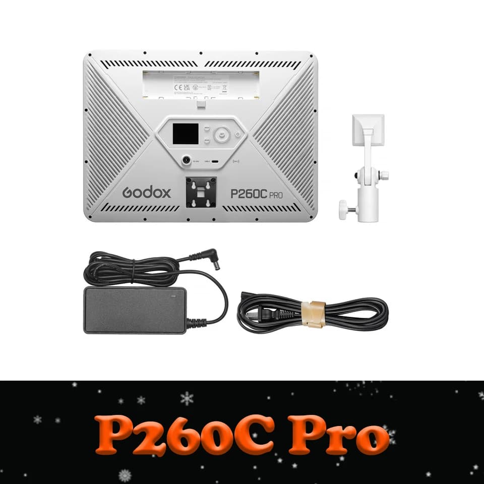 Projecteur LED Bi-couleur Godox P260C Pro 2800K-6500K 45W – Éclairage d'appoint léger et haute lumin