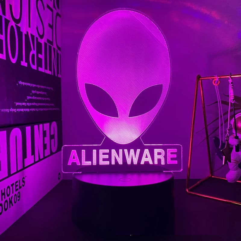 Alien Alienware Anime Veilleuse LED 3D pour Chambre à Coucher, Lampe à Lave, Manga, Décor de Salle d