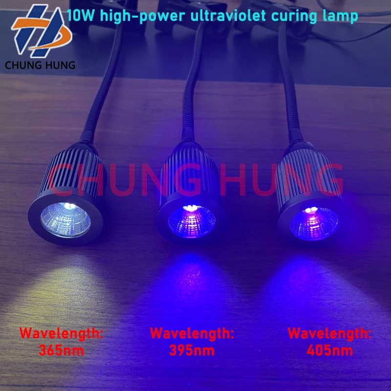 Lampe à polymérisation UV Ultra haute intensité, 10W, 365nm, 395nm, adhésif sans ombre, huile verte,