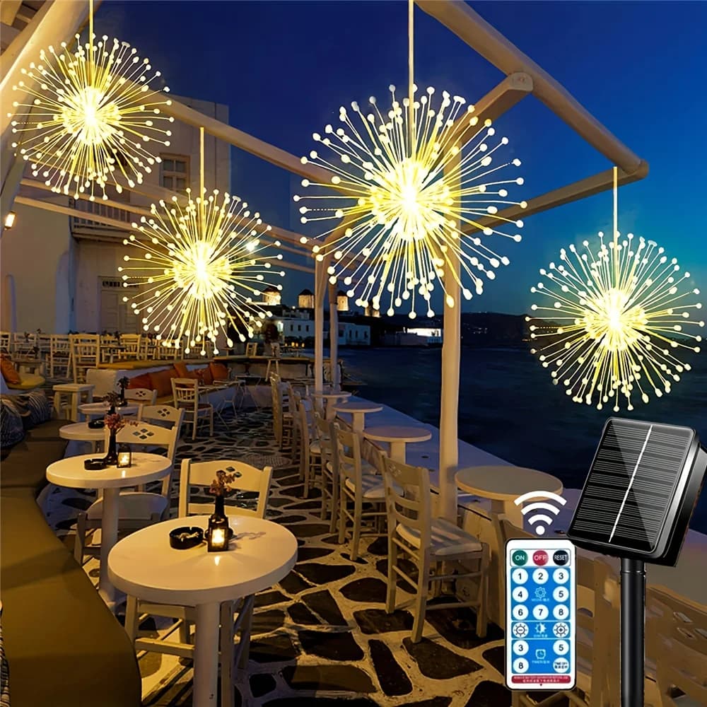 Feu d'artifice solaire suspendu 360/480 Led, lumière d'éclatement d'étoile, étanche, 8 modes de avan