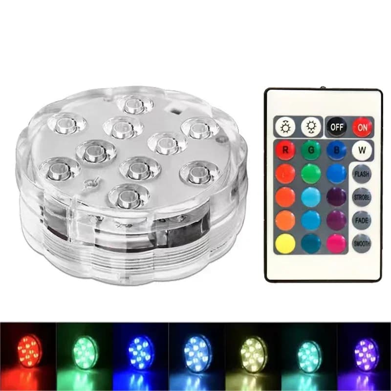 Paquet de 1 à 8 lumières LED submersibles, lumière de piscine étanche sous-marine avec 16 couleurs,