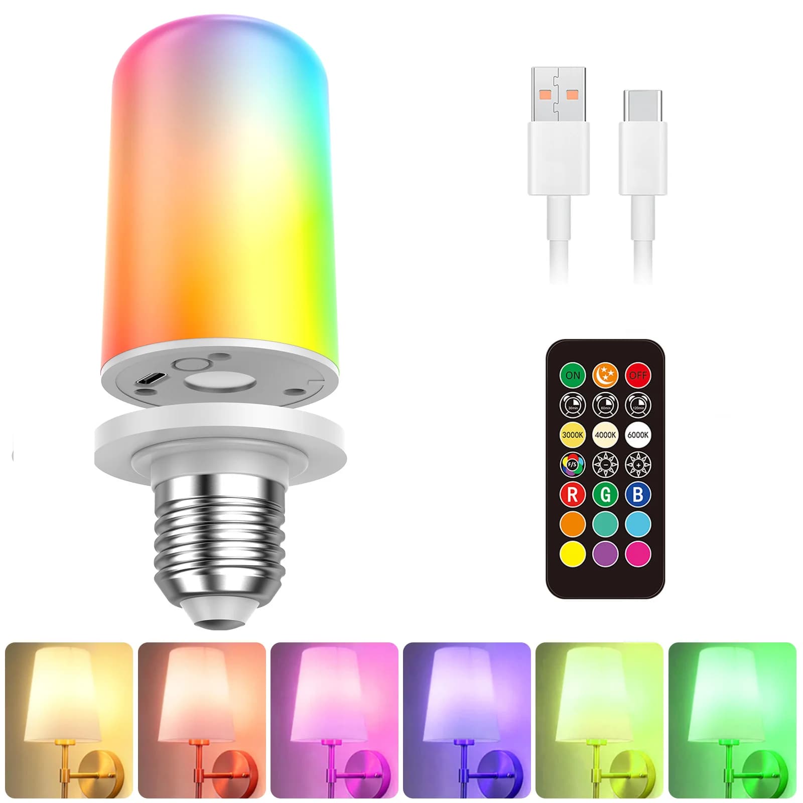 360 ° Lampe à maïs électromagnétique rechargeable, idéale pour les appliques murales, créant une a
