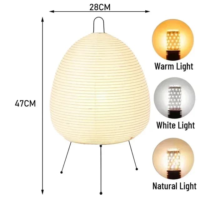 Noguchi Akari Lampadaire en papier de riz Lampe de bureau japonaise avec ampoule E27