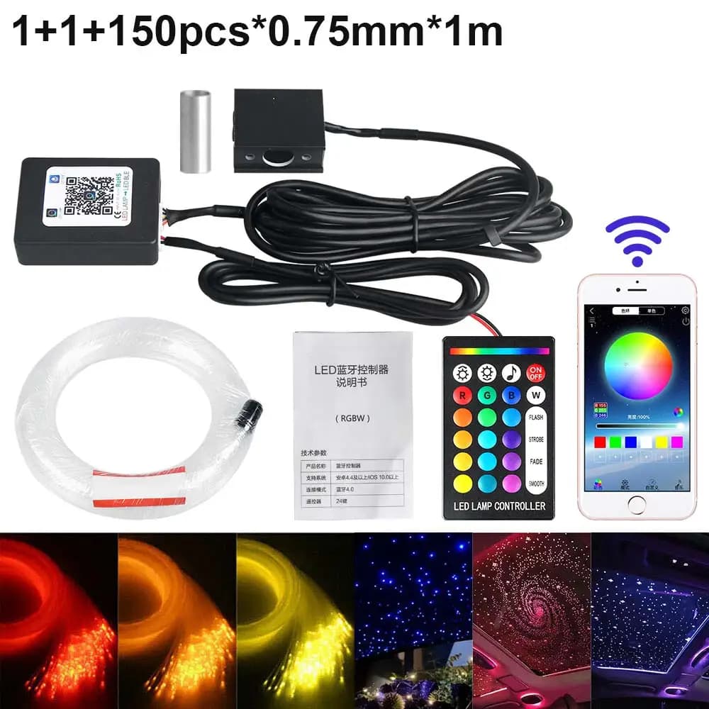1/2/4 lumière en Fiber optique fendue ciel étoilé lampe APP musique télécommande voiture toit étoile