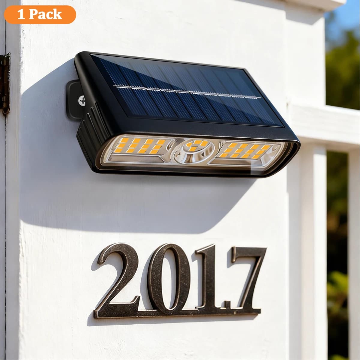 Lampe murale solaire, éclairage de jardin, éclairage de numéro de maison solaire, luminosité 800 lm,