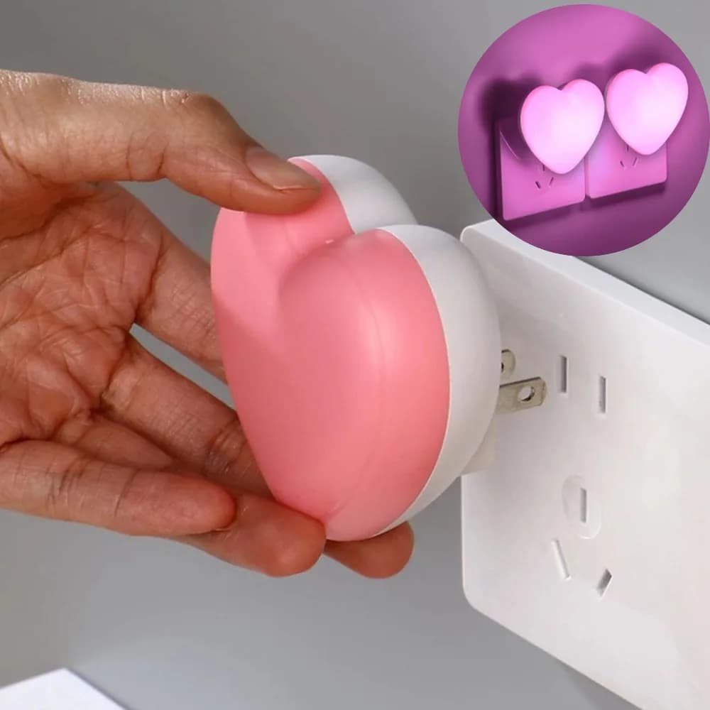 Veilleuse LED en forme de cœur, veilleuse à capteur, lampe de nuit à économie d'énergie, lampe à cap