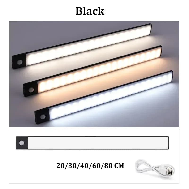 Lampe de nuit LED sans fil 80CM pour cuisine, avec détecteur de mouvement, bande LED fine rechargeab