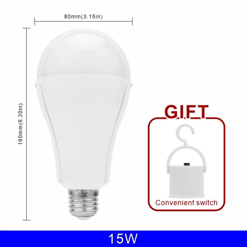Ampoule de secours LED E27 15w 1600mAh 85-265V, ampoule Rechargeable pour panne de courant domestiqu