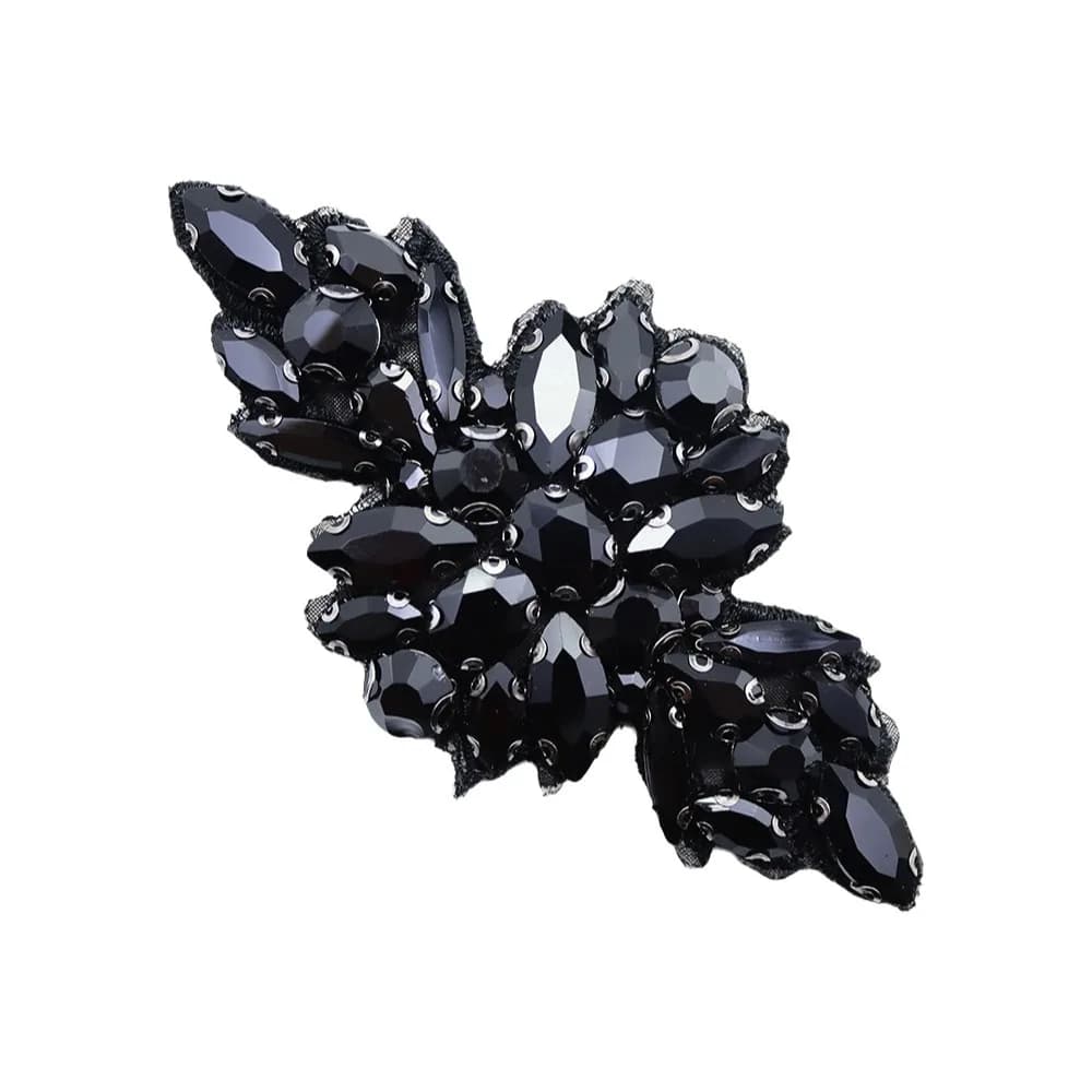 Applique de fleur à dos plat en strass scintillants et sequins, multifonctionnelle, thermocollante, 