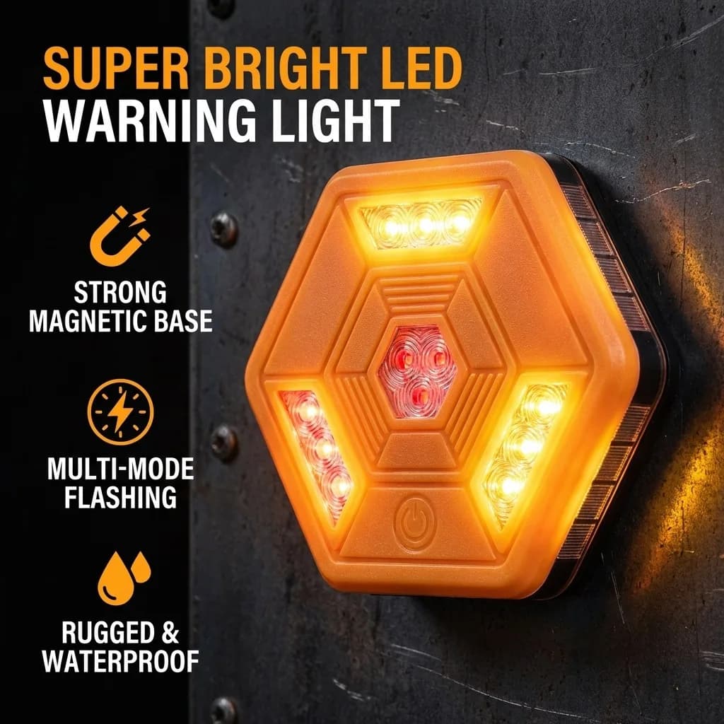 Feu de signalisation routier LED orange, lumière d'avertissement multifonctionnelle, balise de sécur