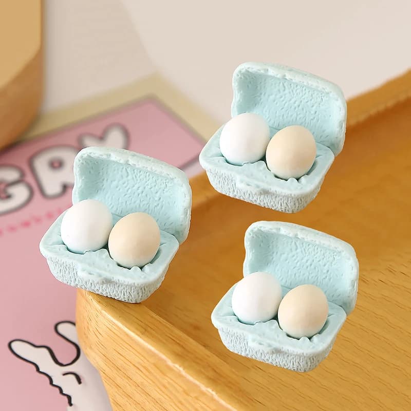 Simulation d'œufs miniatures pour maison de poupée, 3 boîtes, accessoires de cuisine avec plateau, M