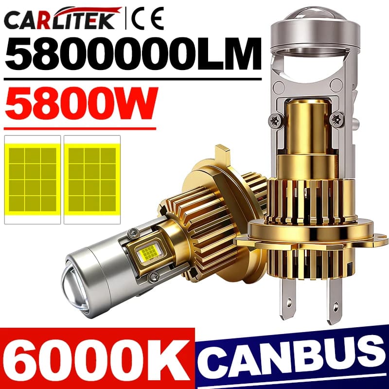 Lentille de projecteur LED H7 H4 H8 H11 9005 HB3 9006 HB4 9012, ampoule de phare de voiture, Canbus