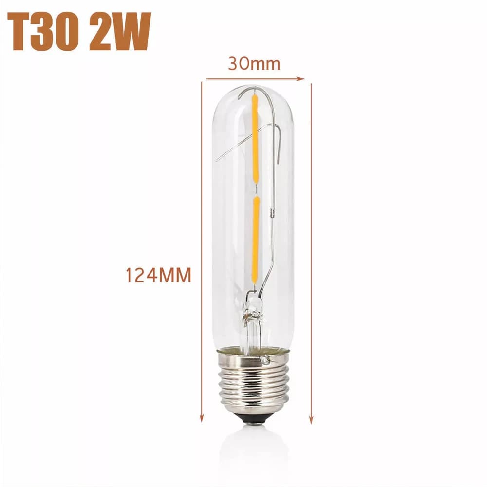 Ampoules Tungstène T30, 2W-8W, 2300K, Lampe Blanche Chaude, Base à Vis Edison, pour la Maison, le Sa