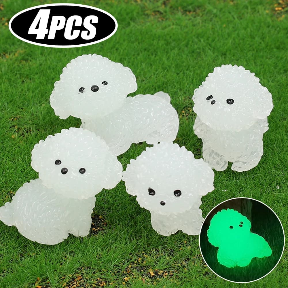 Ornements lumineux pour chien caniche, rétroviseur de tableau de bord, ornement de chiot scintillant