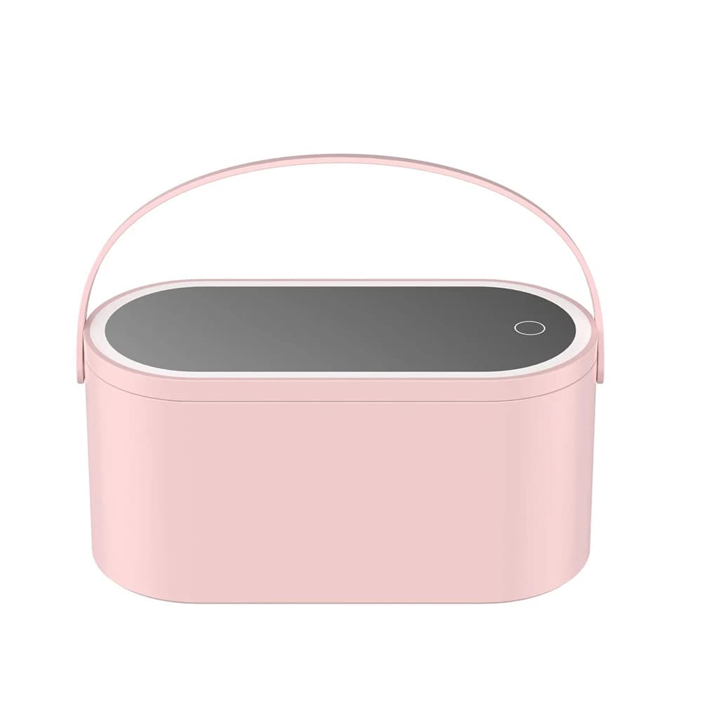 Boîte de maquillage LED Portable avec miroir, boîte de rangement de maquillage de voyage, étui à cos