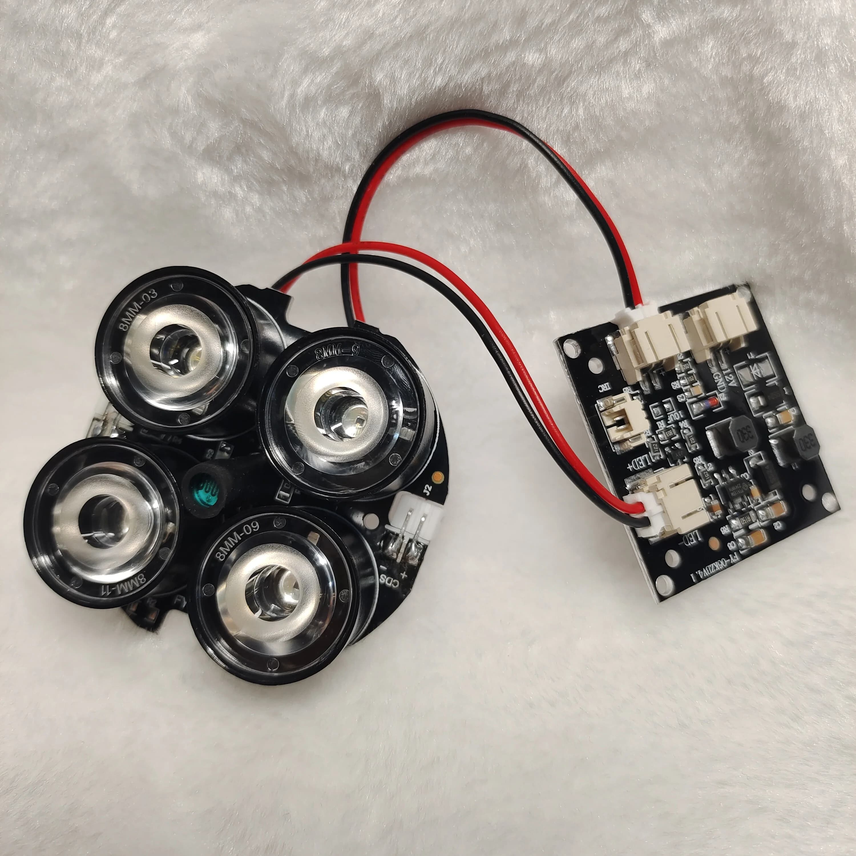 Panneau LED infrarouge invisible 940nm 4 pièces, 12V DC, 30, 45, 60, 90 degrés, pour éclairage de ca