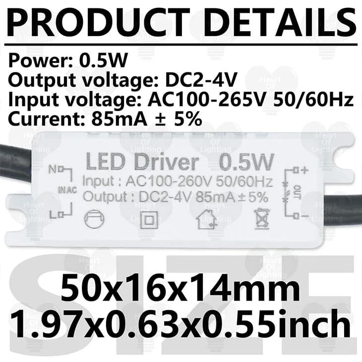Transformateur électronique LED, contrôleur d'alimentation, pilote LED 110V 220V à DC3V 85mA, basse 