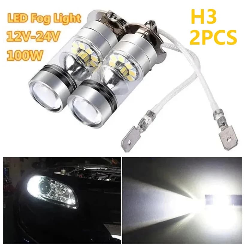 2 pièces H3 100W LED blanc 12-24V 20-SMD projecteur antibrouillard ampoule DRL 6000K nouveau