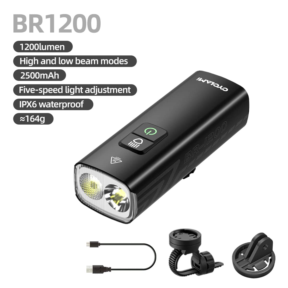 CYCLAMI-enquêter de vélo multifonction, haute luminosité, 1200 lumens, éclairage avant de sécurité p