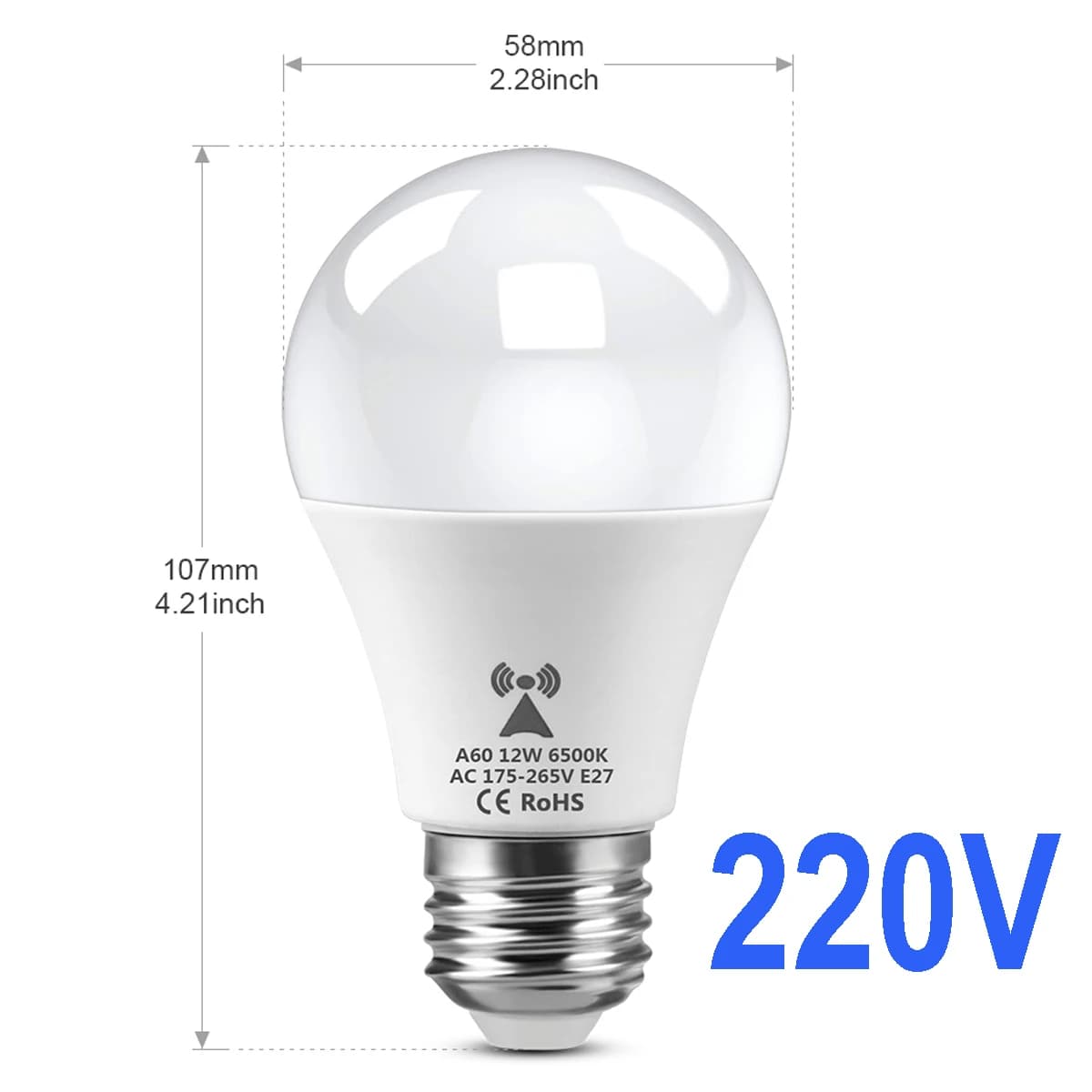 Ampoule LED de détection de Radar à micro-ondes, 220V E27, 12W, lampe à Induction de mouvement, Rada