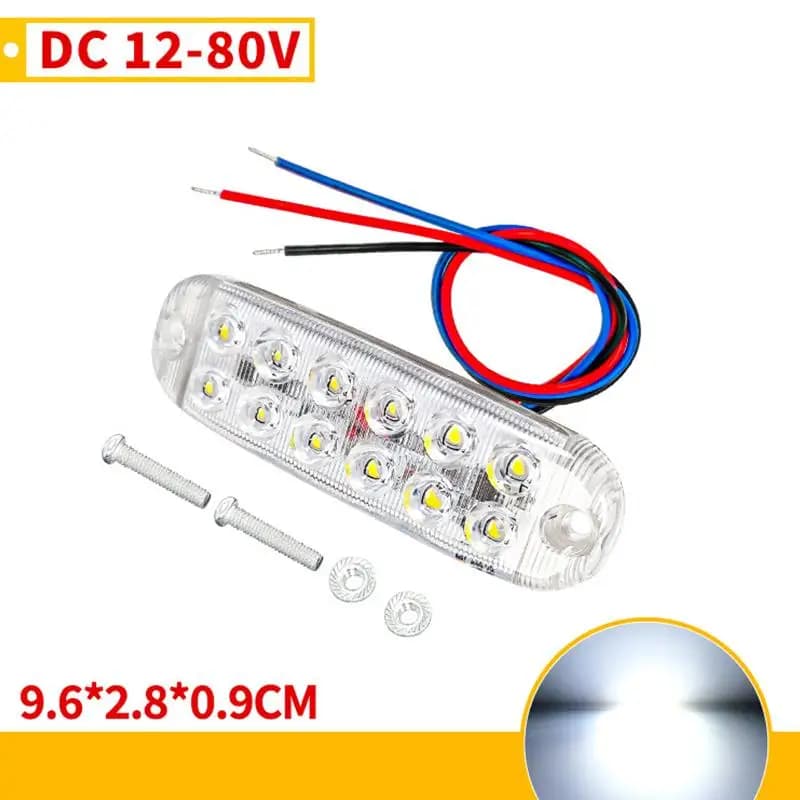 Feux de dégagement à 12 LED, feux d'avertissement clignotants à LED 12V-80V pour VR, remorques, voit