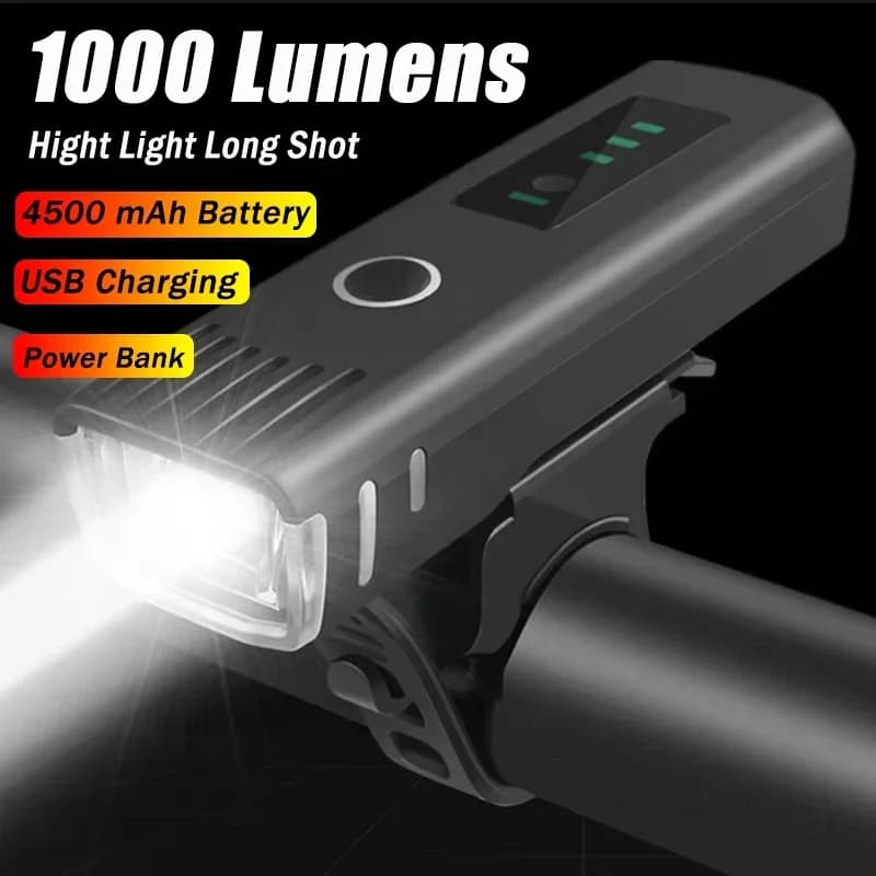 Lampe frontale de vélo 1000LM, lampe torche LED brillante, rechargeable par USB, lanterne de vélo, l