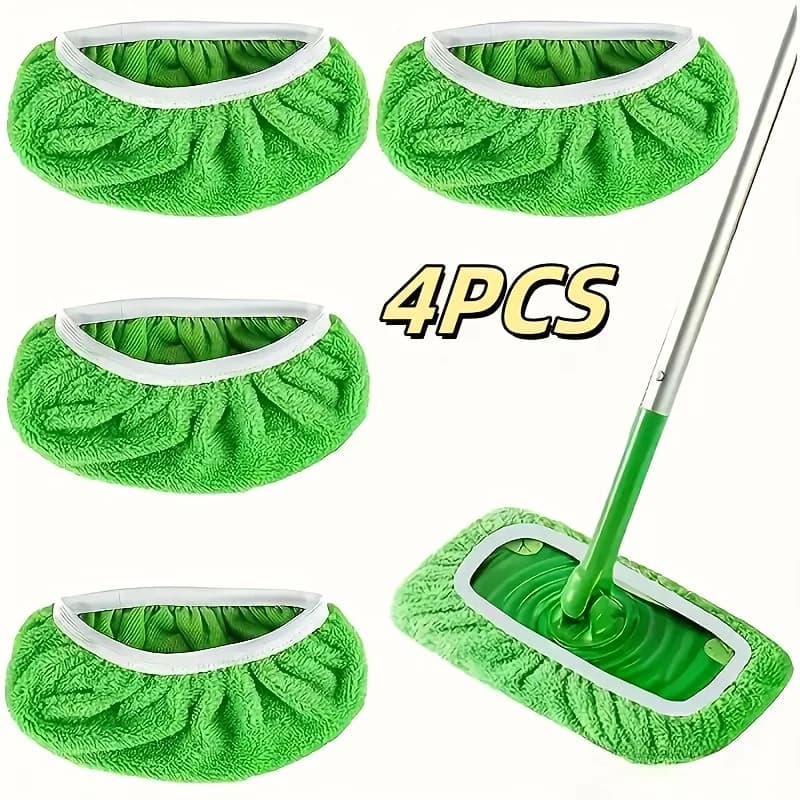 4 tampons de vadrouille réutilisables à haute absorption d'eau et tampons de nettoyage en fibres ult