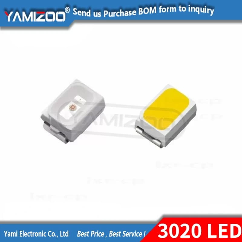 Puce ultra lumineuse LED blanche, lampe à diode électroluminescente pour ampoules PCB, 100 SMD, 3020