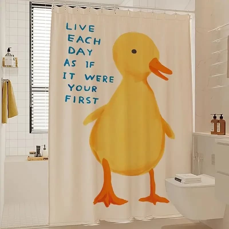 Rideau de douche citron mignon, ensemble imperméable et résistant à la moisissure, sans perceuse, cl