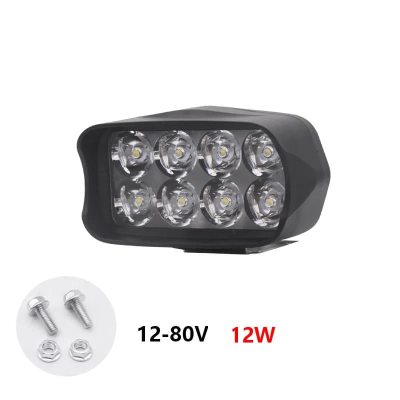 Phare de moto LED 12V 80V, feux de conduite haute luminosité 8/12/16/30 LED, phare auxiliaire étanch