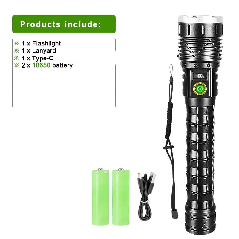 10000000 Lm lampe de poche LED la plus puissante lampe de poche Rechargeable type-c longue portée 35