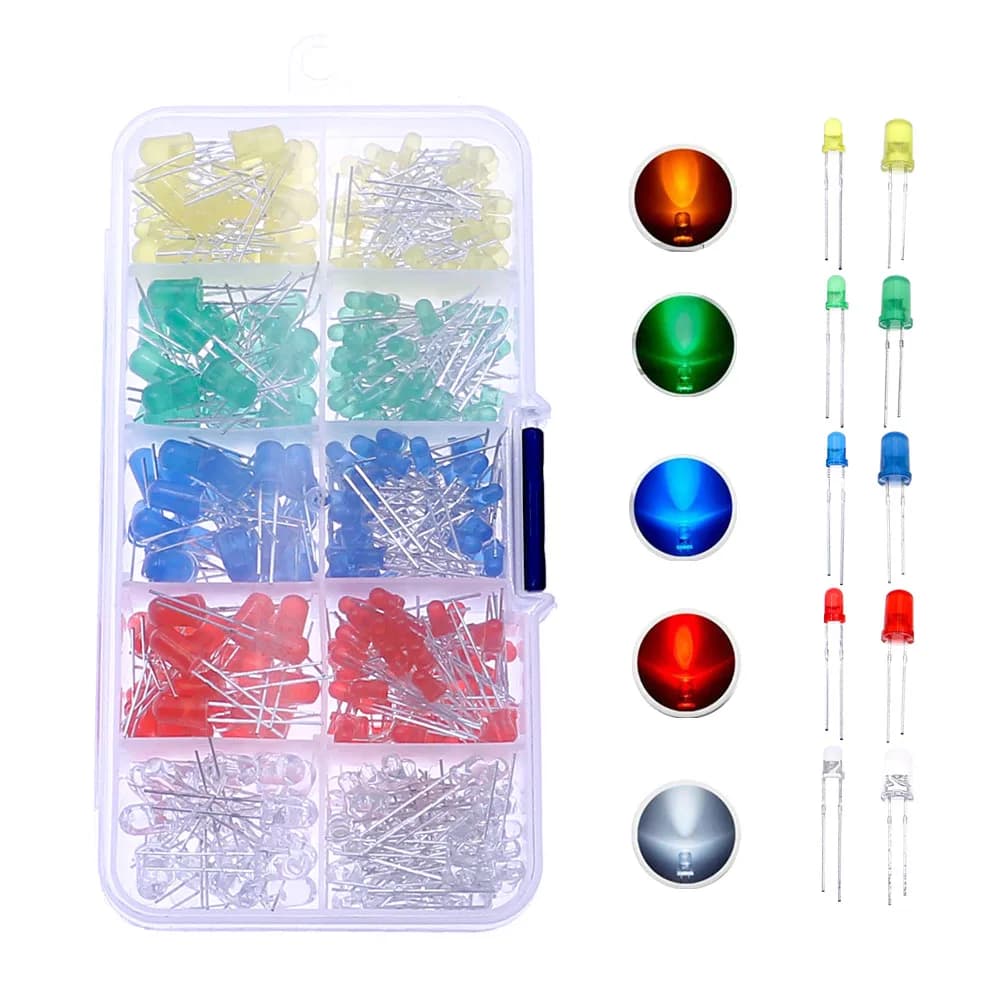 Analyste de diodes électroluminescentes LED, ampoule de lampe, 5 couleurs, rouge, blanc, jaune, vert