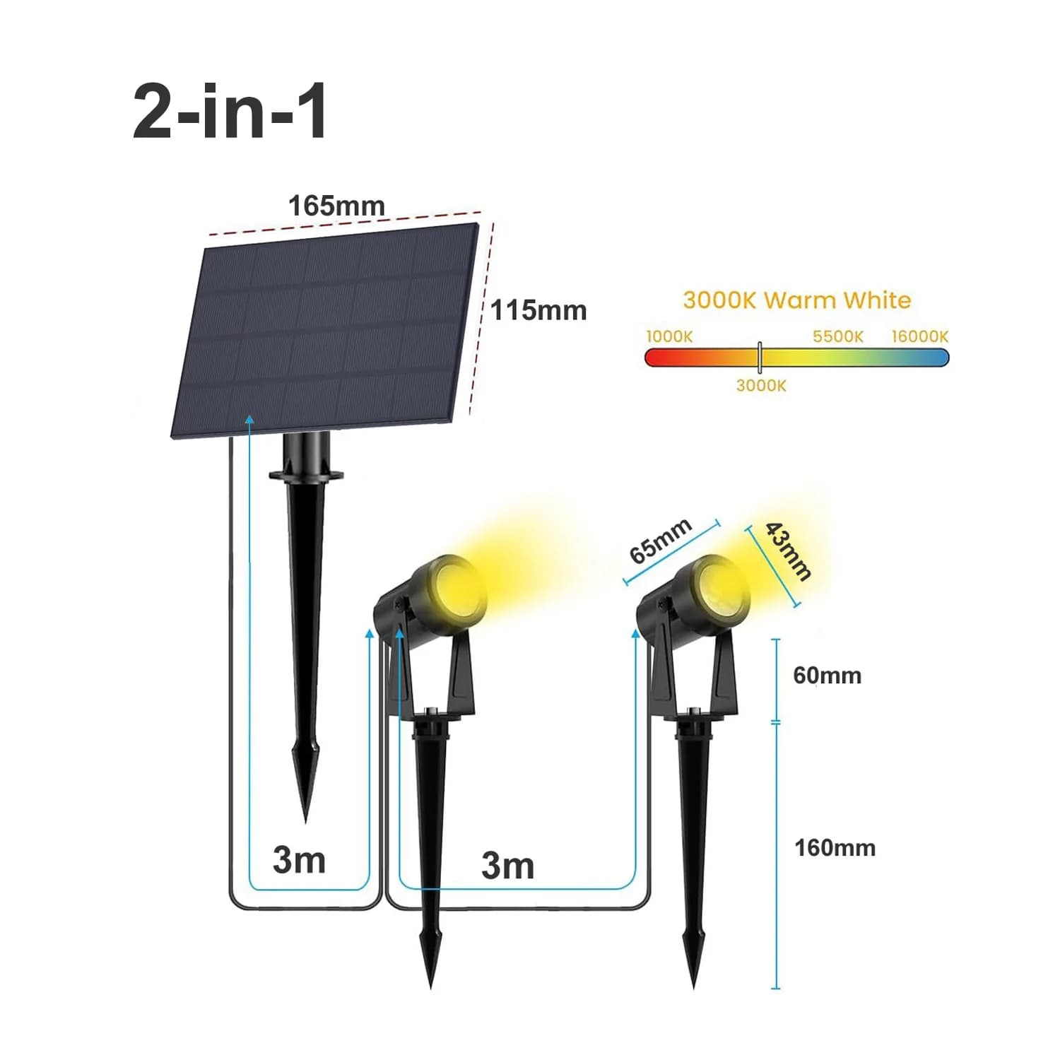 Spots à énergie solaire sécurité extérieure paysage pelouse lampe IP65 étanche pour jardin cour voie