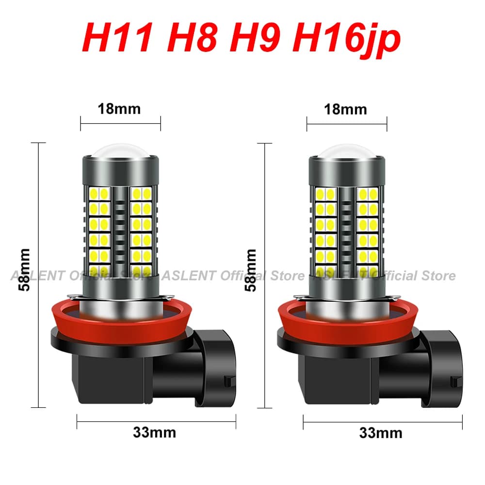 Phares antibrouillard LED pour voiture, feux de conduite, ampoules, 12V, 2x, H11, H8, H16JP, 9006, H