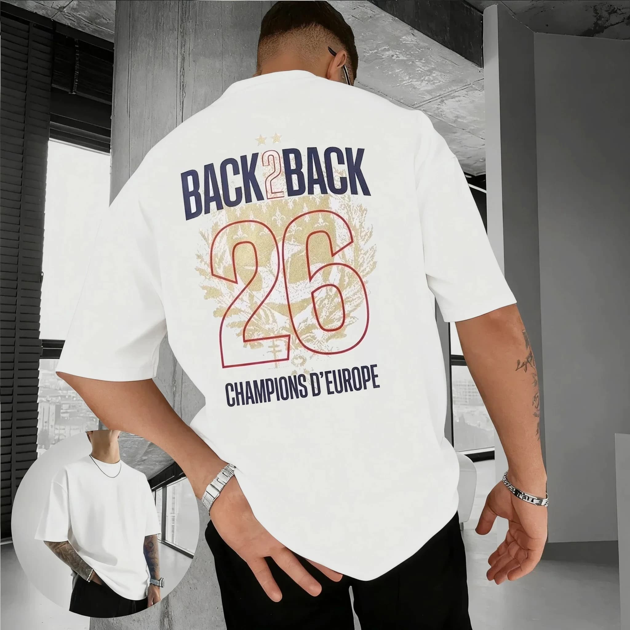 T-shirt de football PSG 2026 « Back To Back Champions » pour hommes et femmes – Vêtement d'été en co