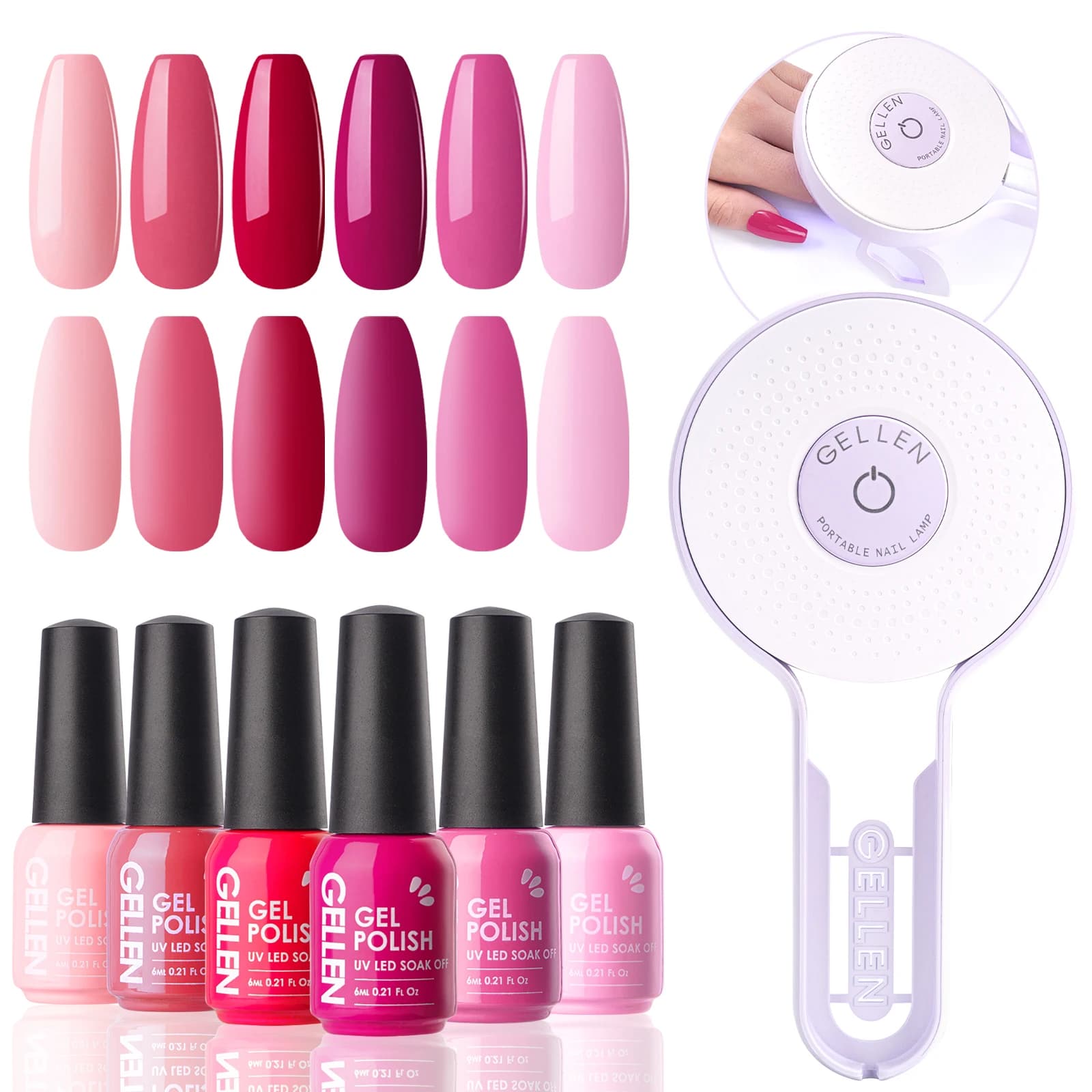 Kit de vernis à ongles en gel 6 pièces avec lampe UV, semi-permanent, manucure, nail art, DIY, quali