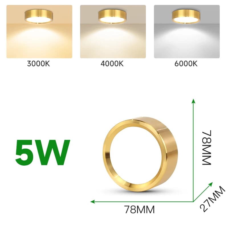 Plafonnier LED doré Spot LED Downlight 10W 15W 25W monté en Surface Downlights mince projecteur pour