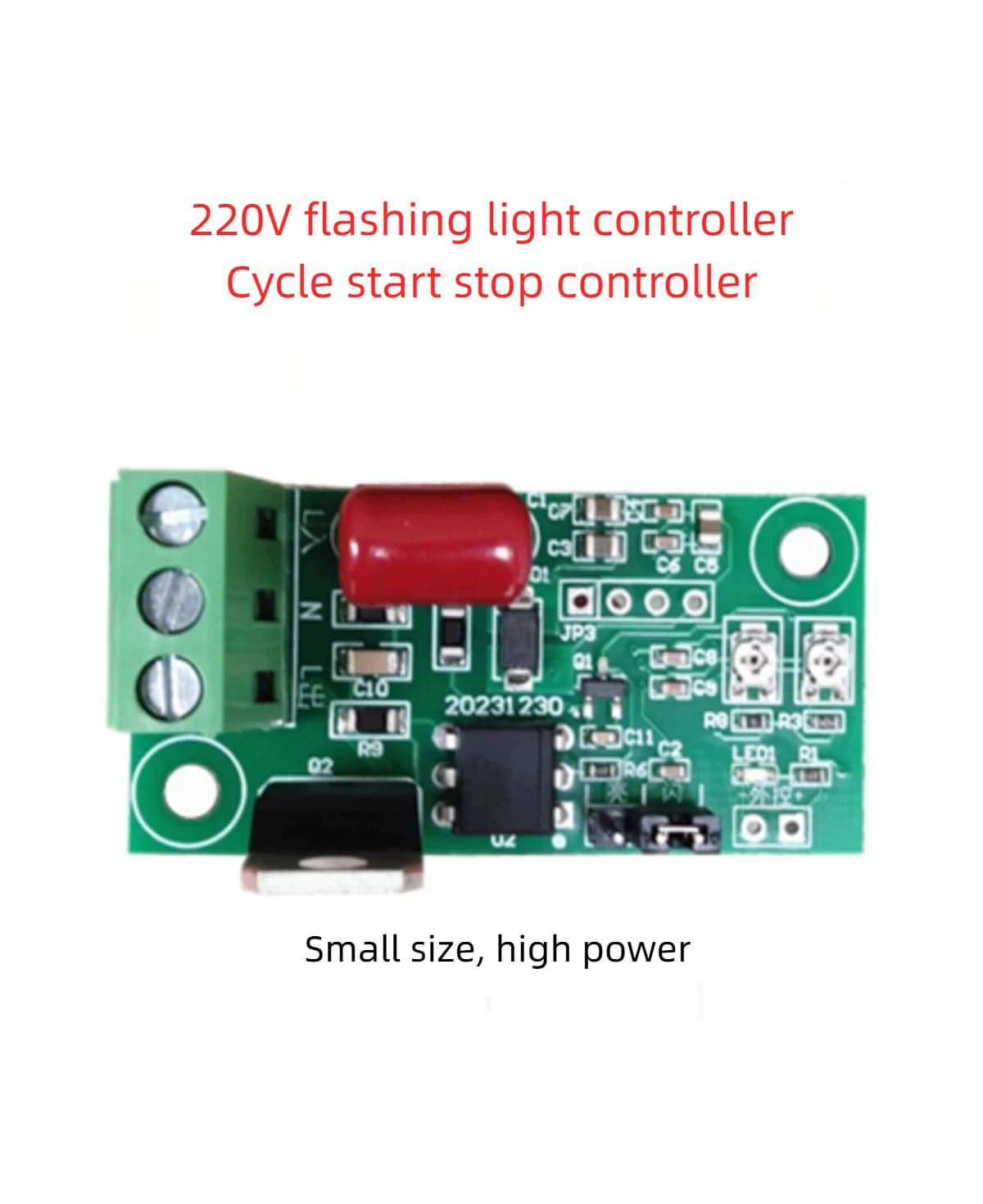 Contrôleur de Module clignotant de lumière LED 220V AC AC, avec relais marche-arrêt et temps réglabl