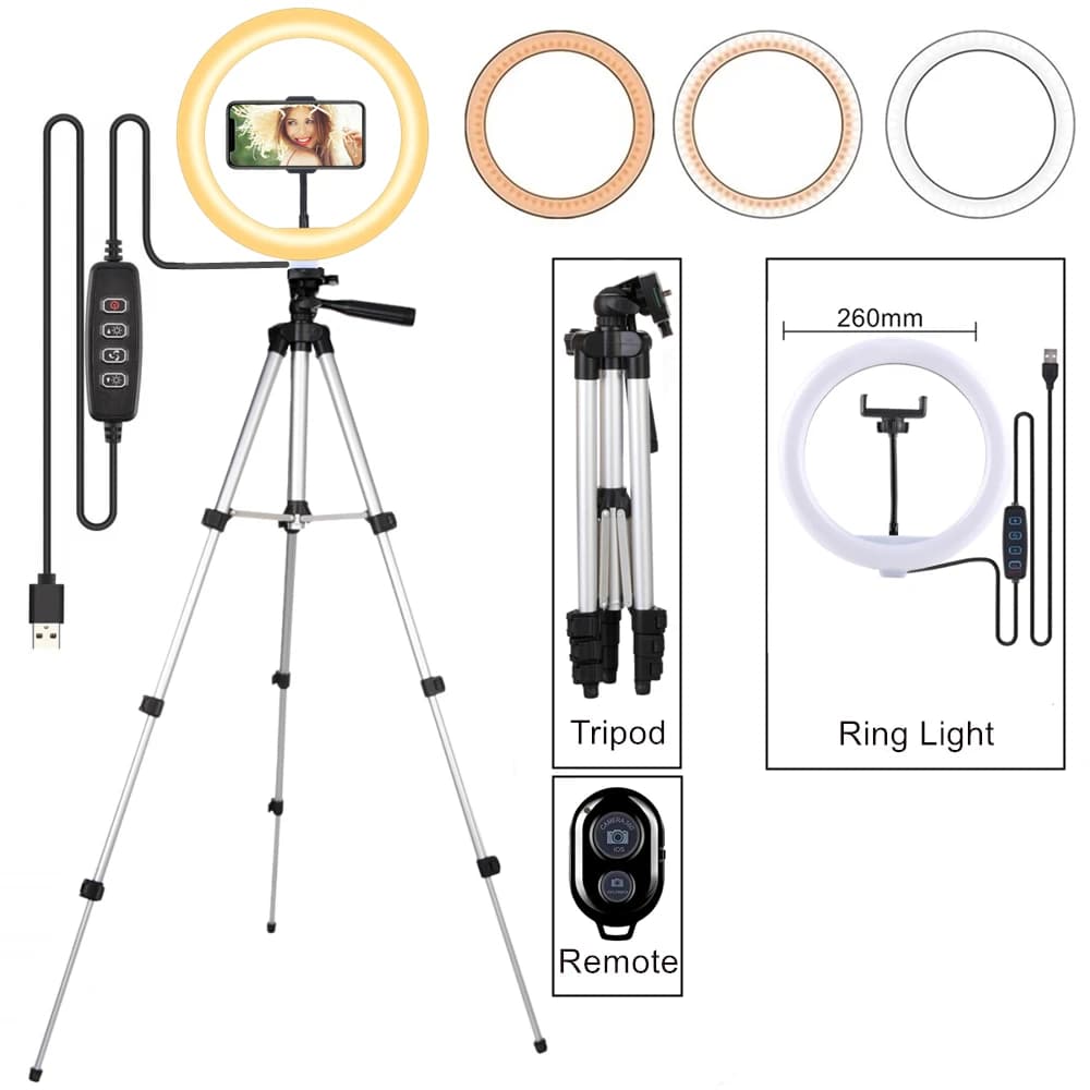 Selfie anneau lampe Led anneau lumière Selfie avec trépied anneau pour Selfie téléphone vidéo photog
