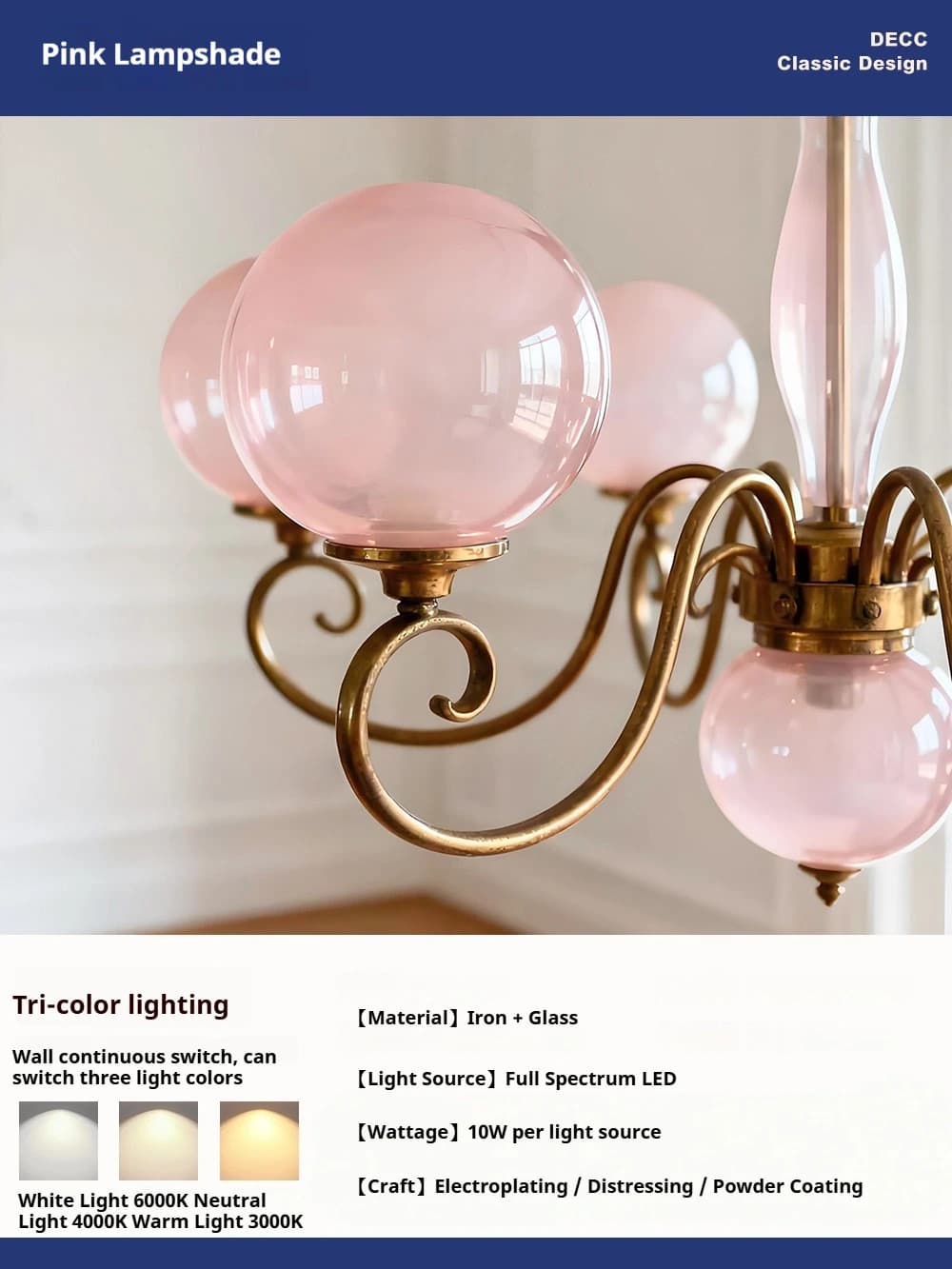 Lampe suspendue Led américaine en fer forgé, décoration de la maison, salon, salle à manger, luminai