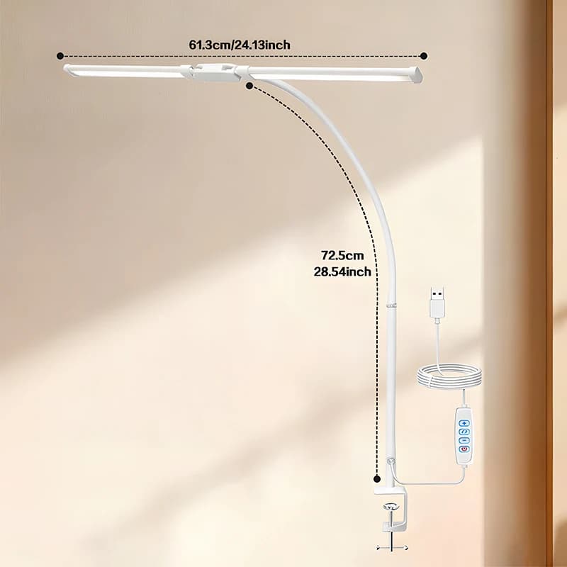 Lampe de bureau à clip LED double tête, lampe d'architecte pour la maison et le bureau, 3 modes de c