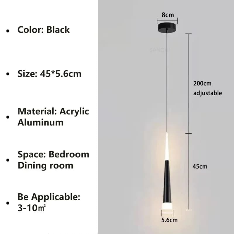 Lampe à pendentif LED nordique longue suspension fil chevet salon salle à manger étude lustre intéri