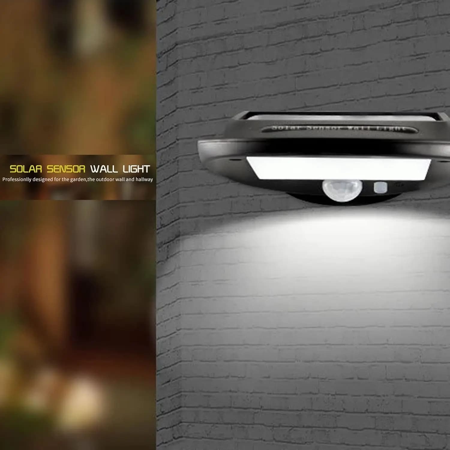 Lampe solaire murale extérieure avec détecteur de mouvement sensible, résistante aux intempéries, lu
