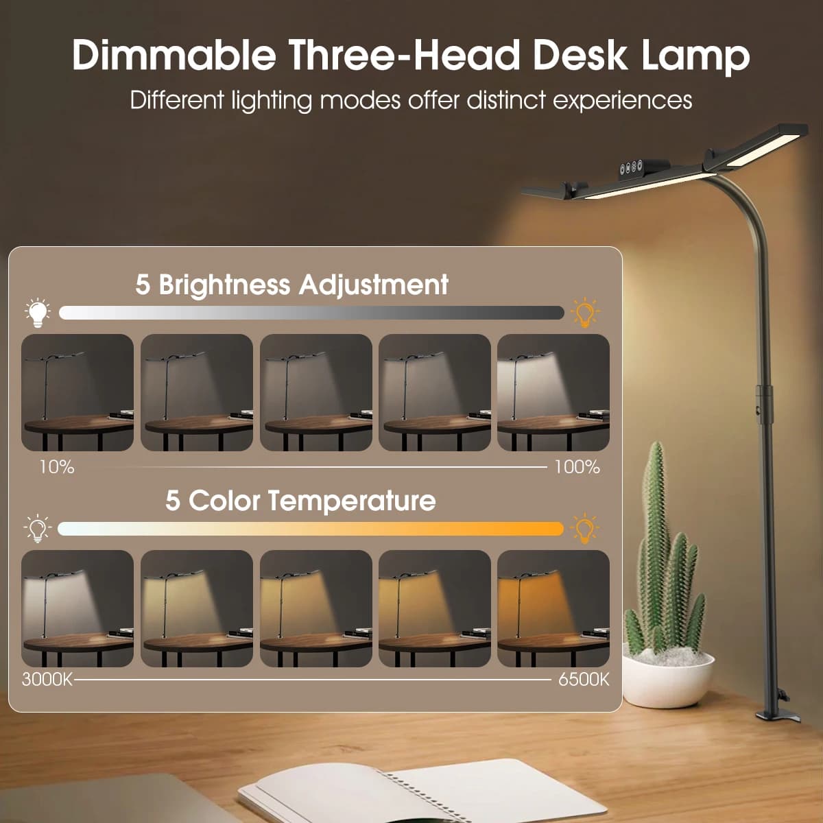 Grande lampe de bureau LED Transformable de 28,2 pouces avec pince, lumière ultra brillante d'archit