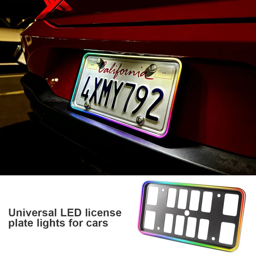 Feu arrière de plaque d'immatriculation LED pour voiture, chromé ABS, contrôle par application, fonc