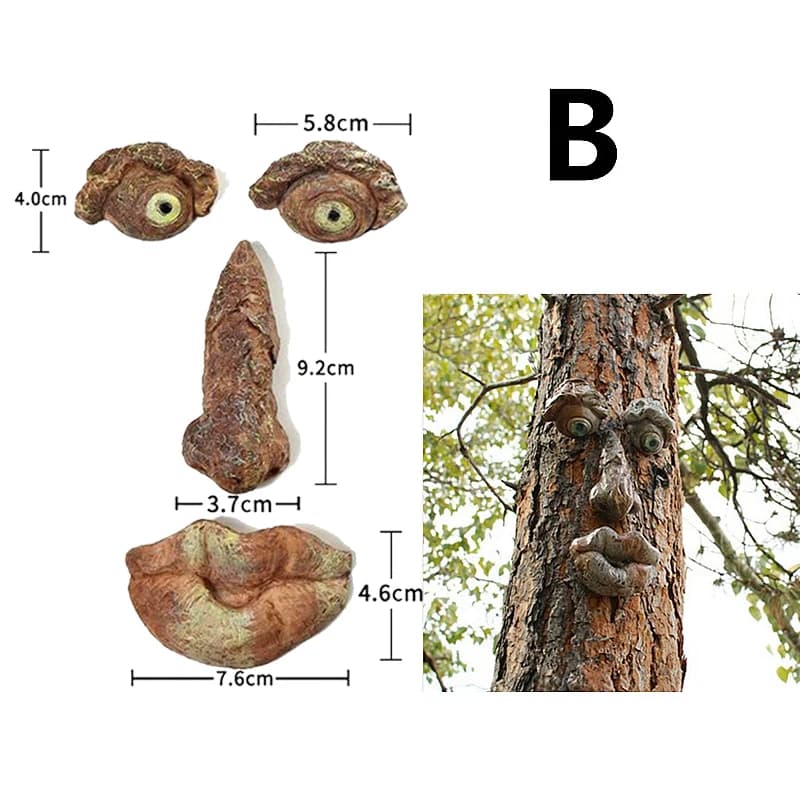 Lo5,00 tain-Sculpture amusante de visage d'arbre de vieil homme, Hugger de visage d'arbre amusant, A