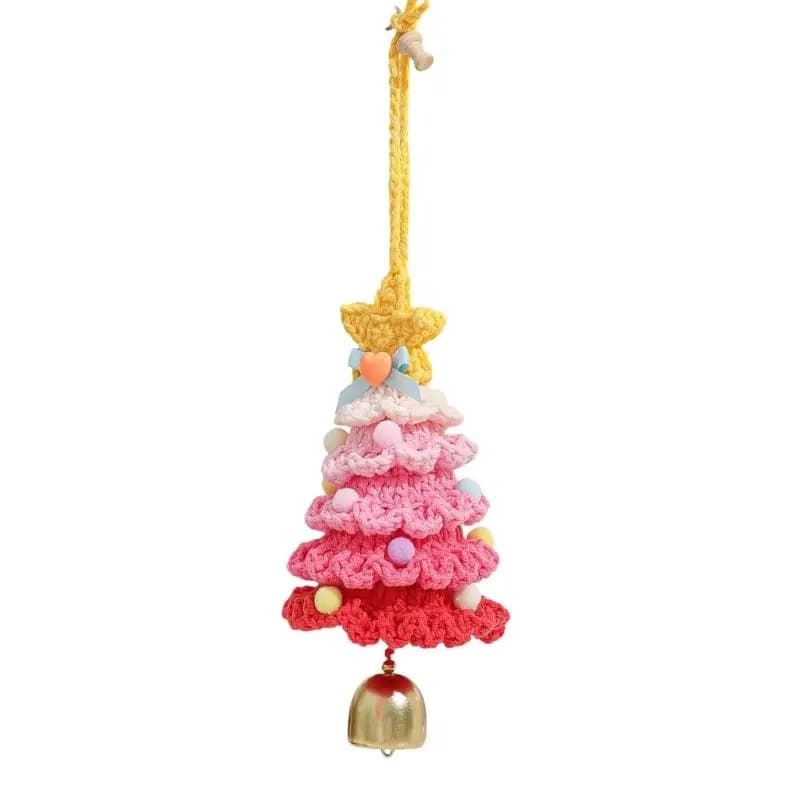 Ornement d'arbre noël crochet 652F, pendentif doux suspendu avec cloche, décoration voiture vacances