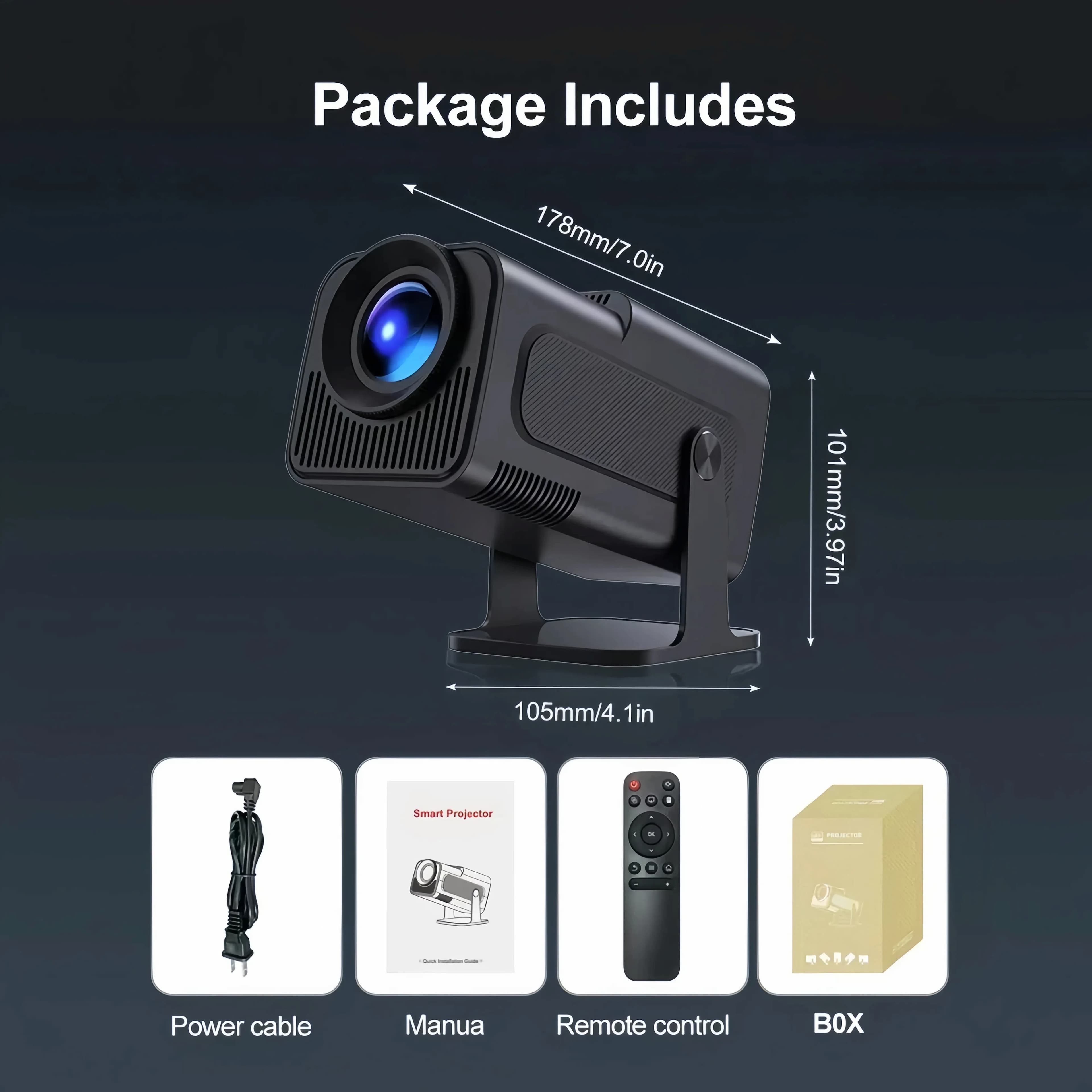 Projecteur Android 11 4K, résolution native 1080P, 390 ANSI, HY320, double Wifi6, BT5.0, 1920*1080P,