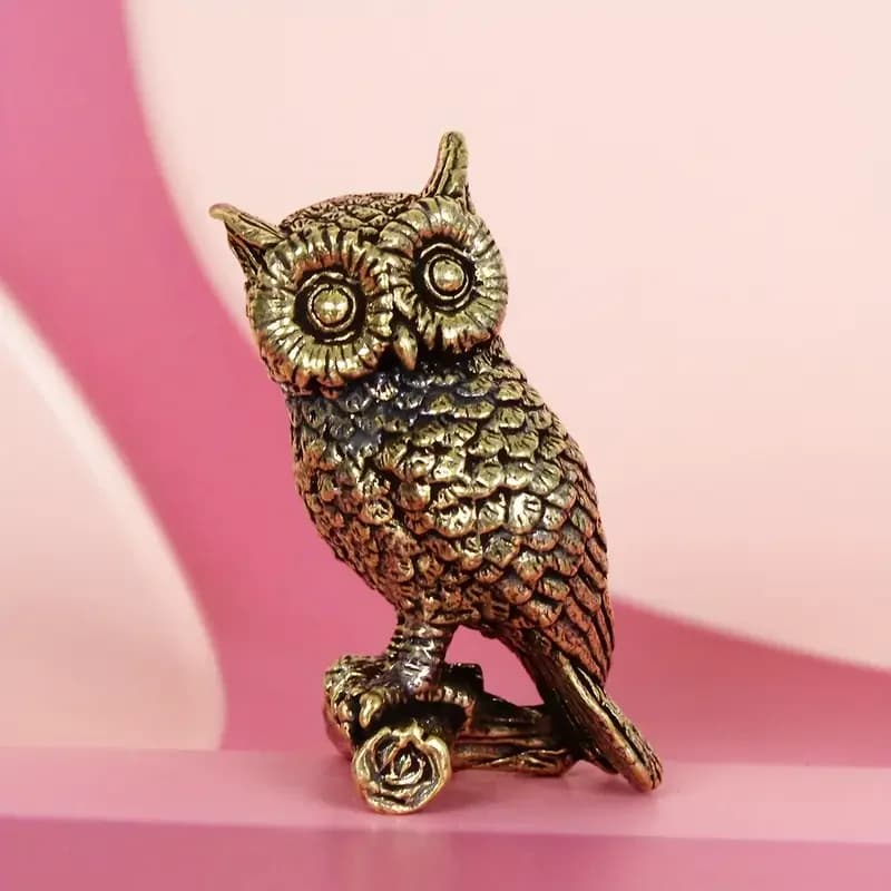 Statue de hibou vintage en laiton massif, décoration de collection pour la maison et le bureau, Scul