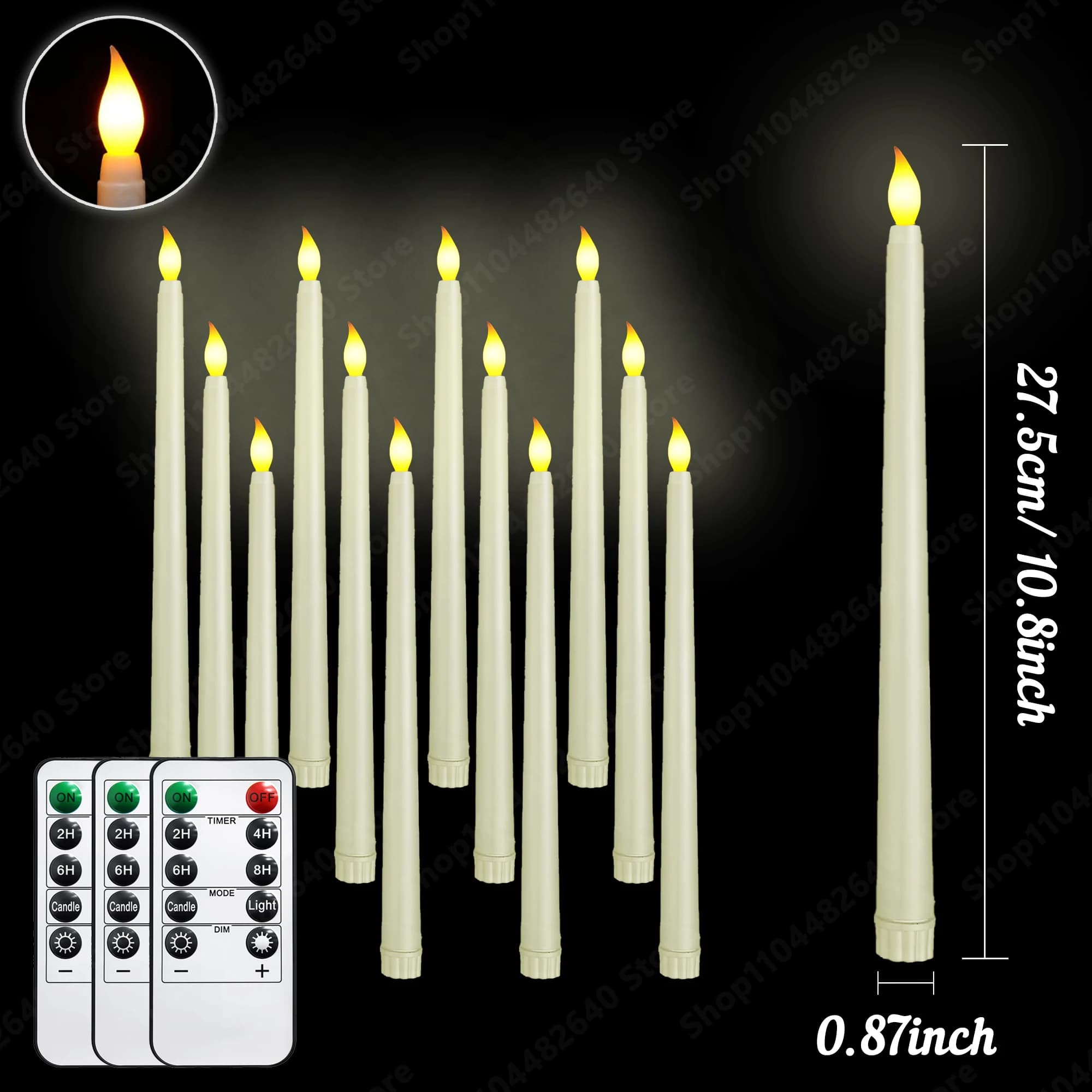 Bougie LED scintillante sans flamme, 12 à 72 pièces, bougie conique, fausse bougie électrique avec t